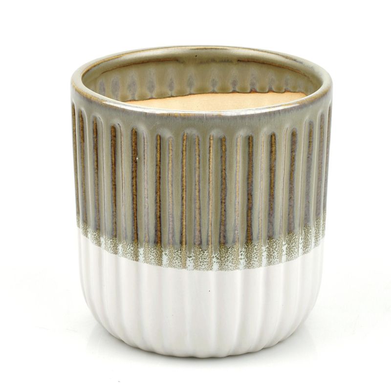 White/Green Ceramic Pot 'Ada' (Orchid-9)