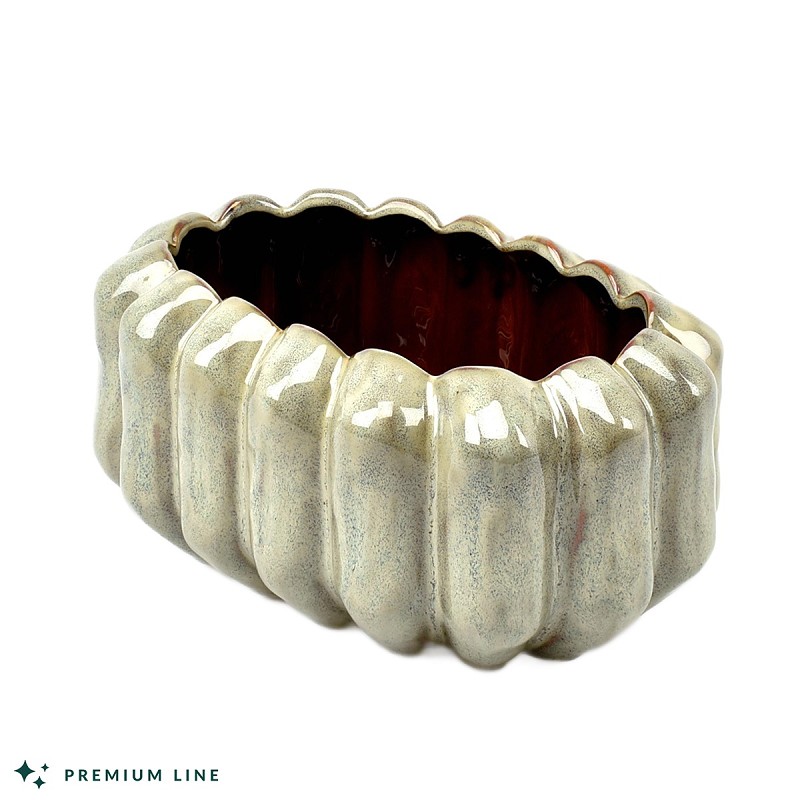 Smokey-White Oval Planter 'Pumpkin' Medium