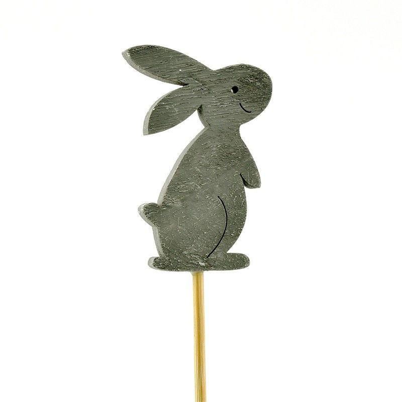 Grey Bunny Pick on 20cm Stick 12pcs