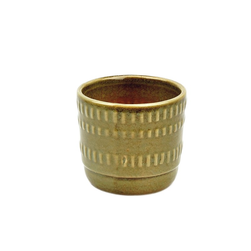 Old-Green Ceramic Pot 'Dente' (ES6)