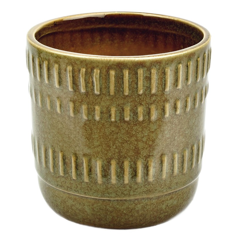Old-Green Ceramic Pot 'Dente' (Orchid-12)