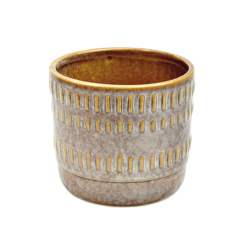 Warm-White Ceramic Pot 'Dente' (Orchid-9)