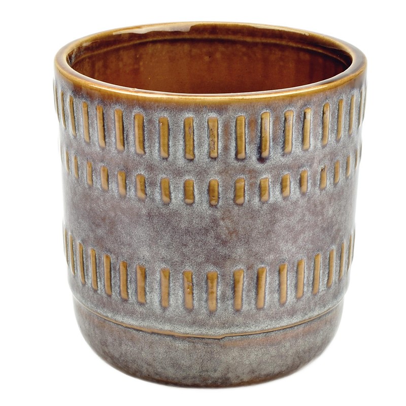 Warm-White Ceramic Pot 'Dente' (Orchid-12)