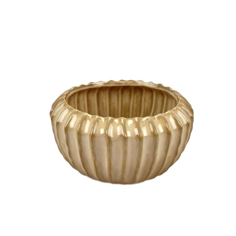 Cream Stoneware Bowl Planter 'Meso'