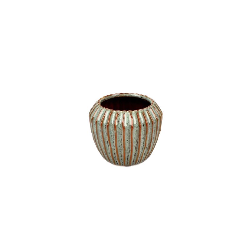 Misty Green Stoneware Pot 'Meso' (ES7)