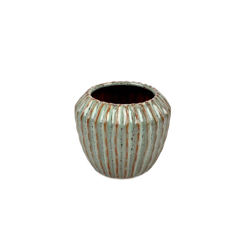 Misty Green Stoneware Pot 'Meso' (Orch-9)