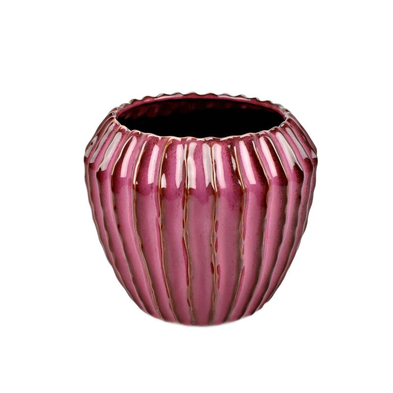 Deep Magenta Stoneware Pot 'Meso' (ES17)