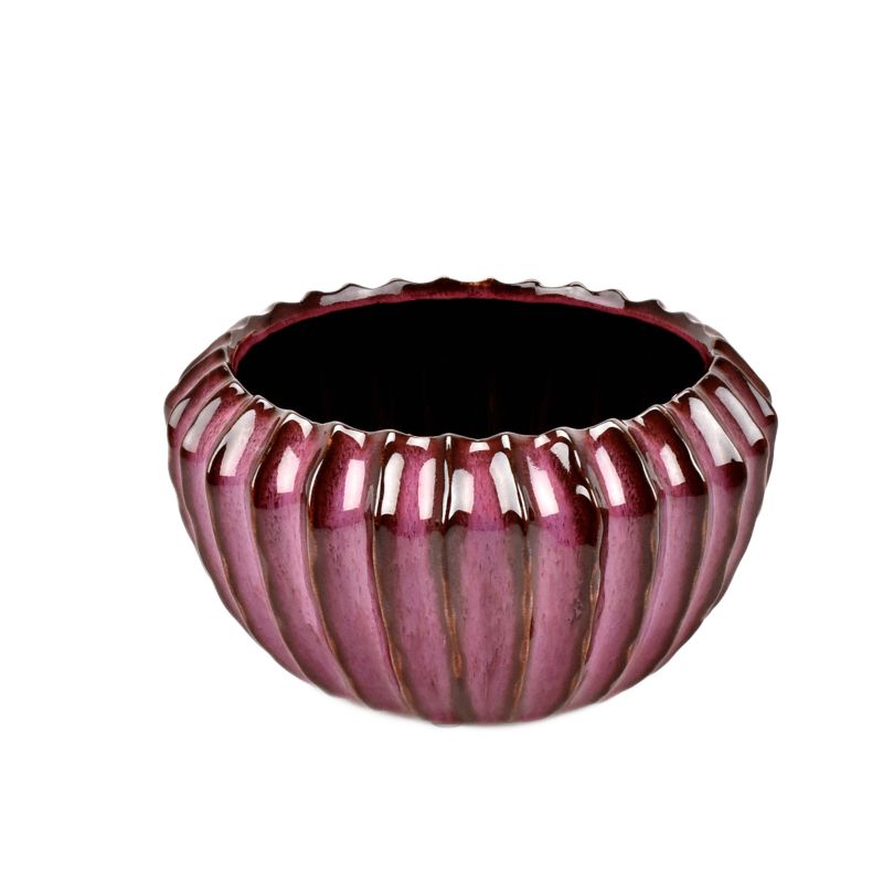 Deep Magenta Stoneware Bowl Planter 'Meso'