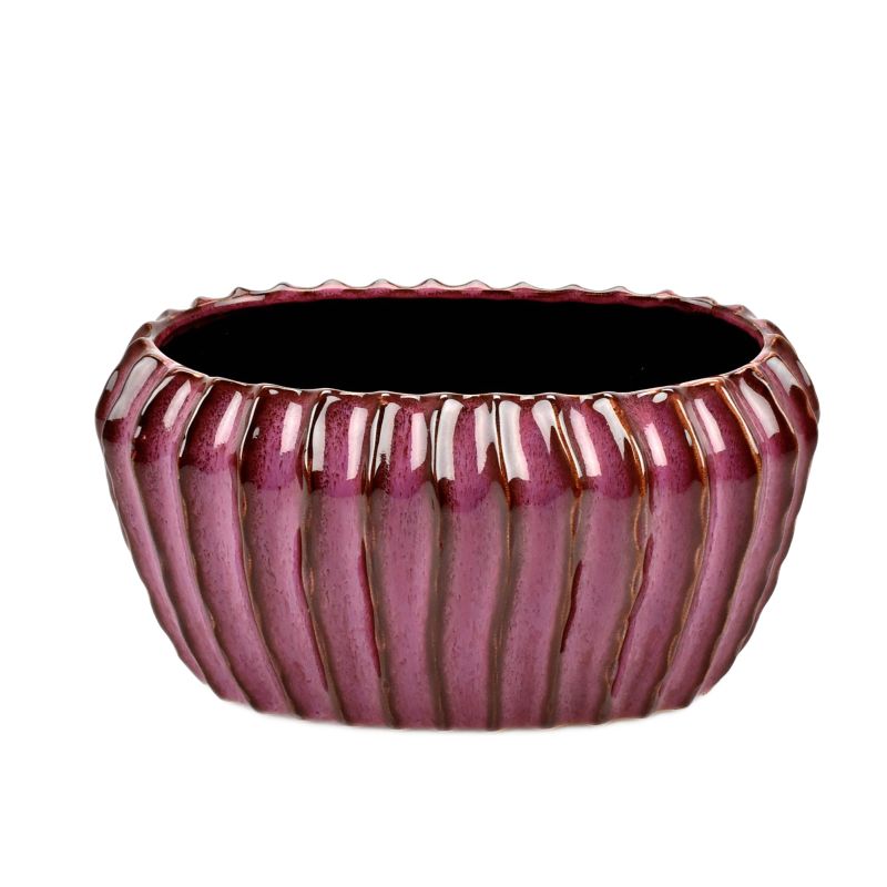 Deep Magenta Stoneware Oval Planter 'Meso'