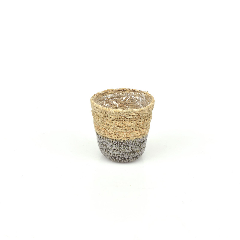 Mini Conical Seagrass Basket - Bottom Icy-Blue