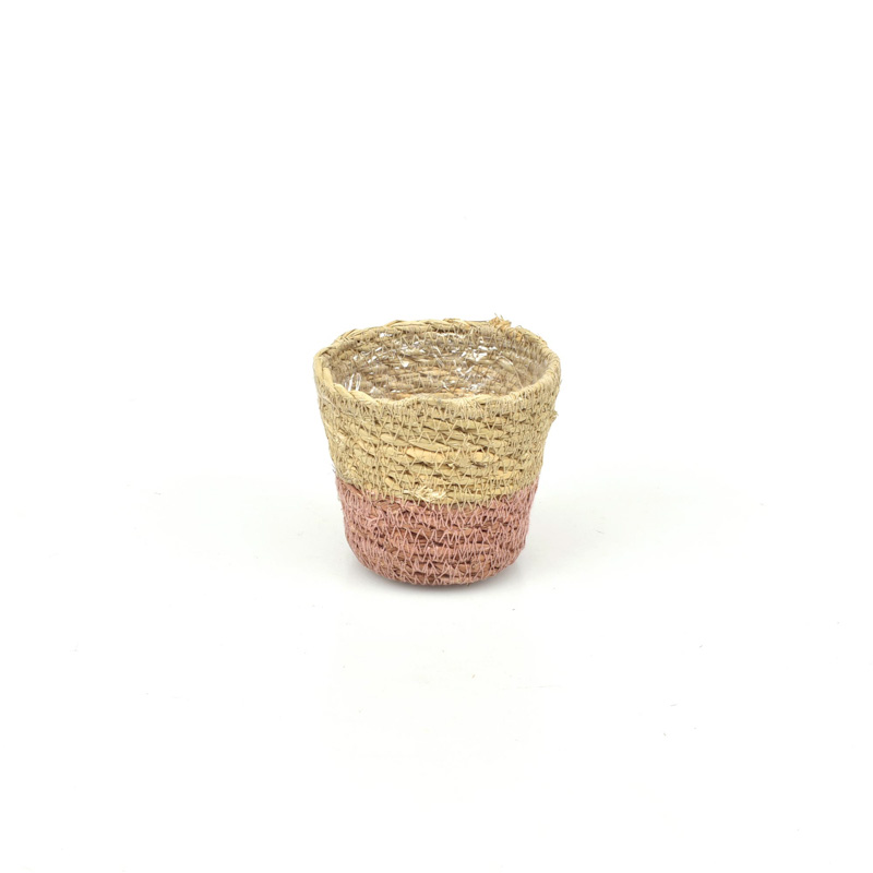 Mini Conical Seagrass Basket - Bottom Soft-Pink