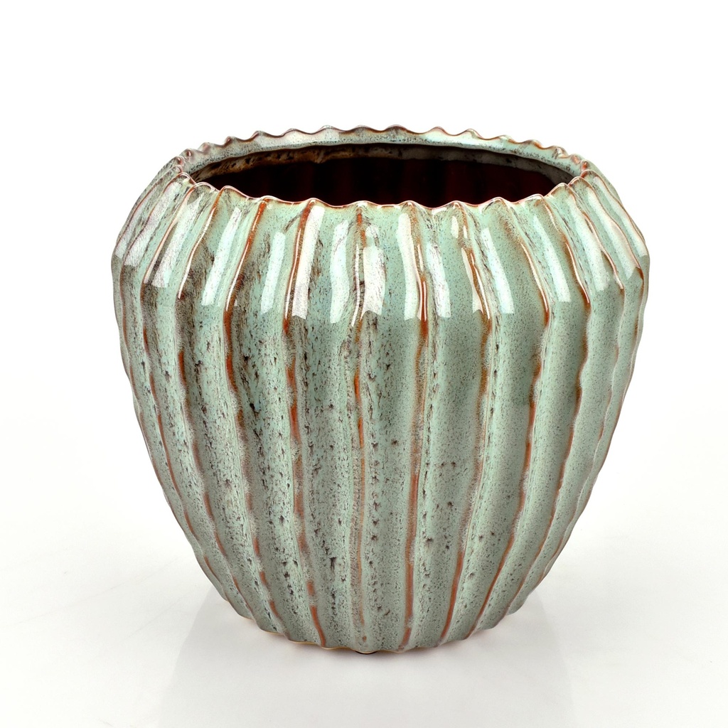Misty Green Stoneware Pot 'Meso' (ES19)