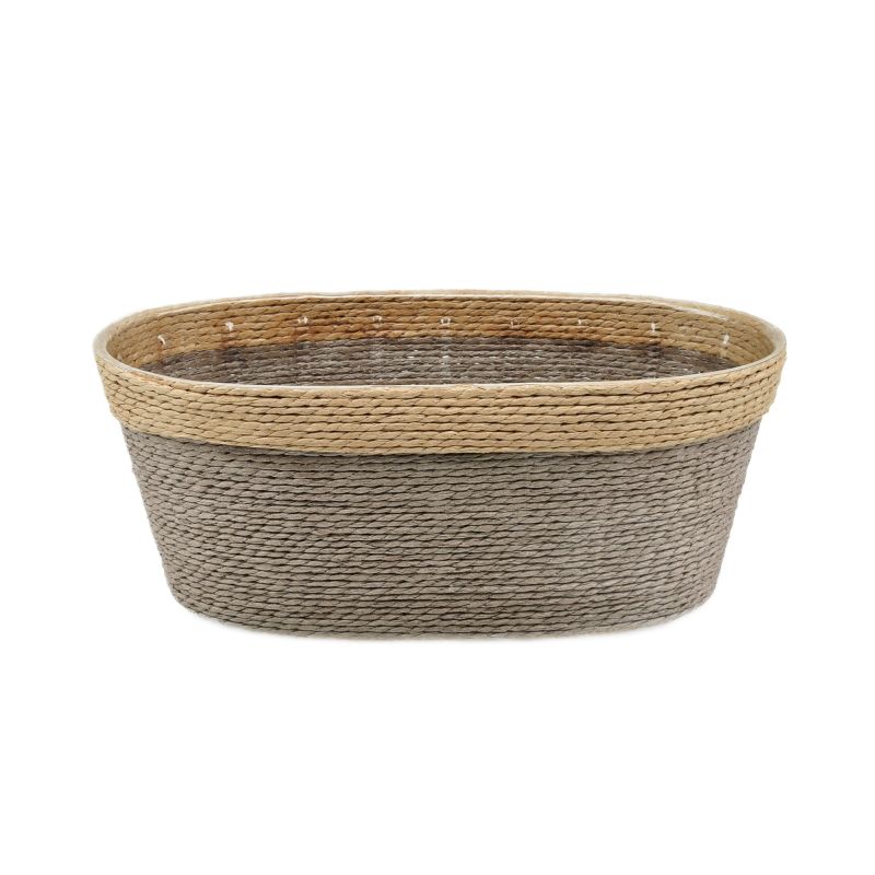 Grey Oval Paper Basket w/ Rim