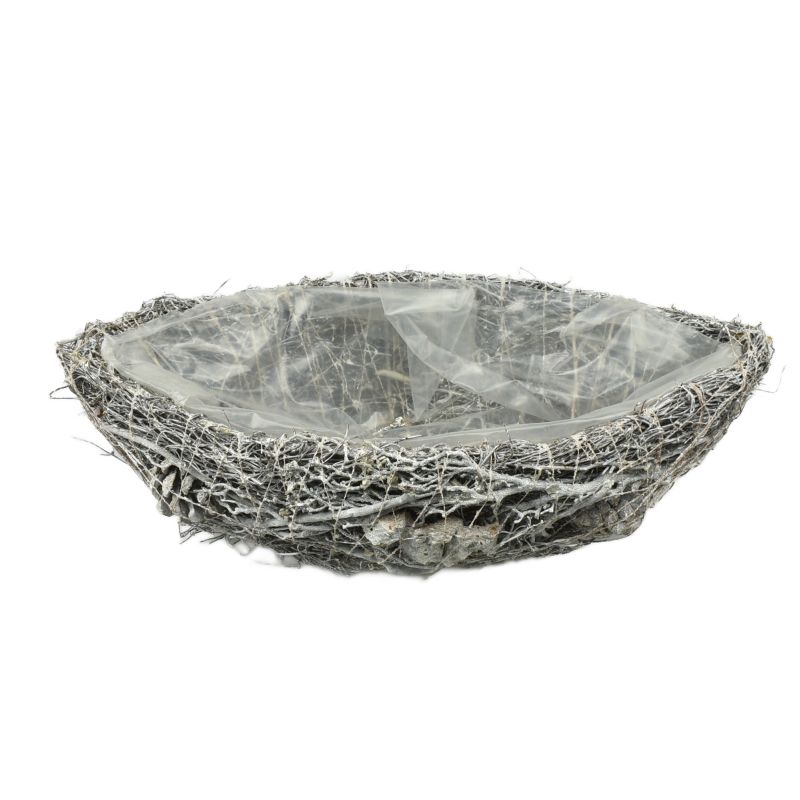 Whitewash Boat Twig Planter #2 M
