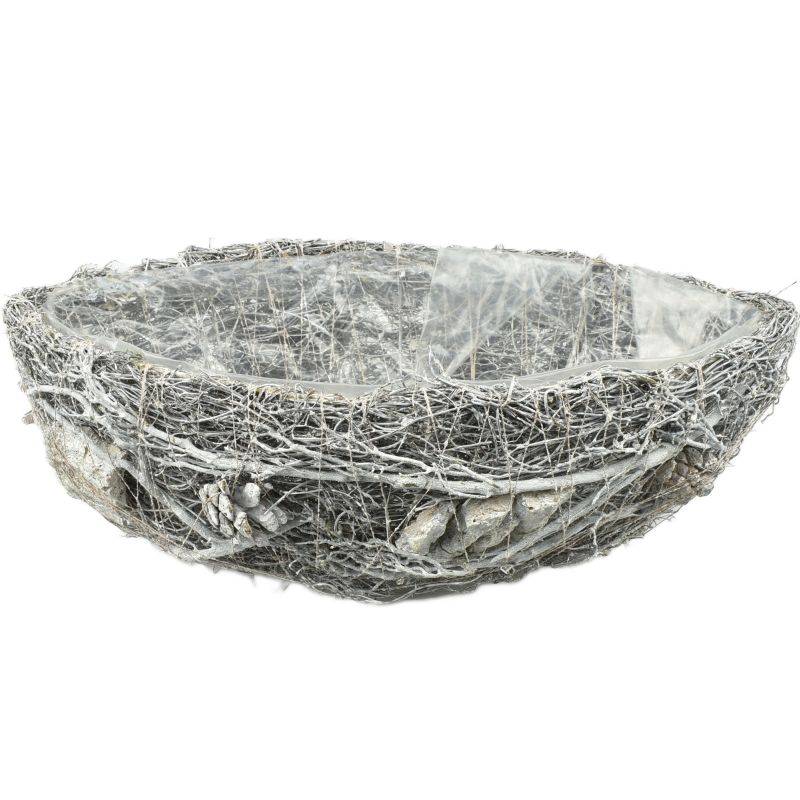 Whitewash Boat Twig Planter #2 L