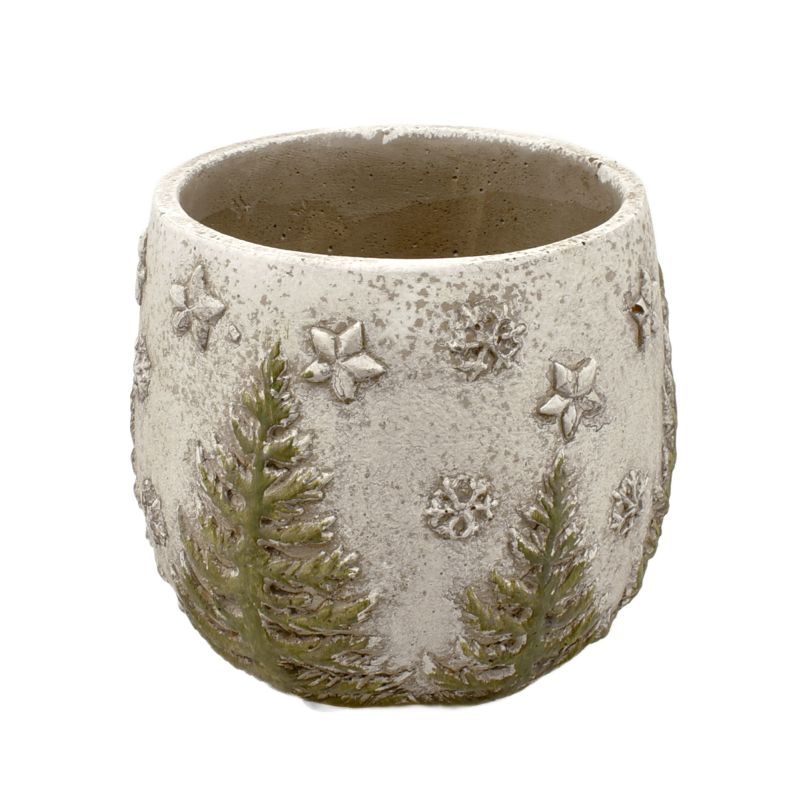 Cement Pot w/ X-Mas Design S