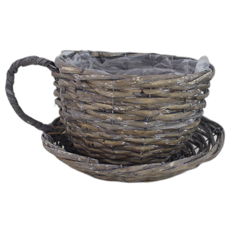 koffie tas met schotel grijs 