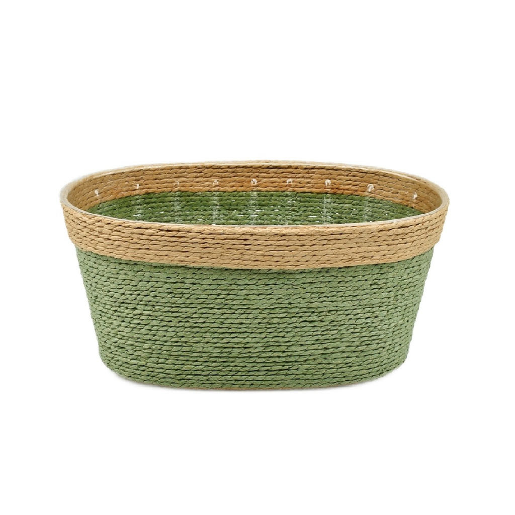Green Round Paper Basket Planterw/ Rim