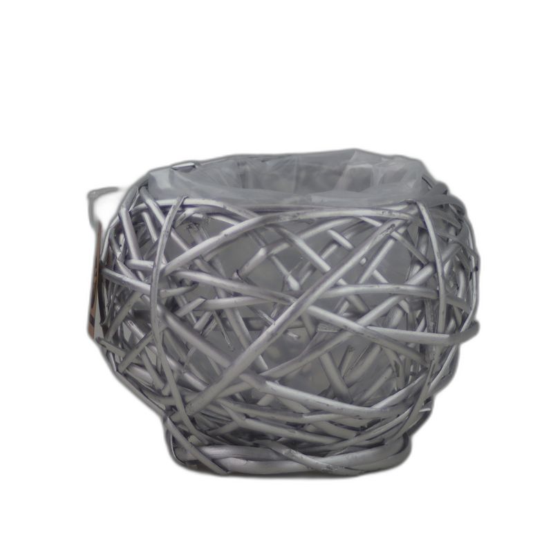 bol opengevlochten riet silver M