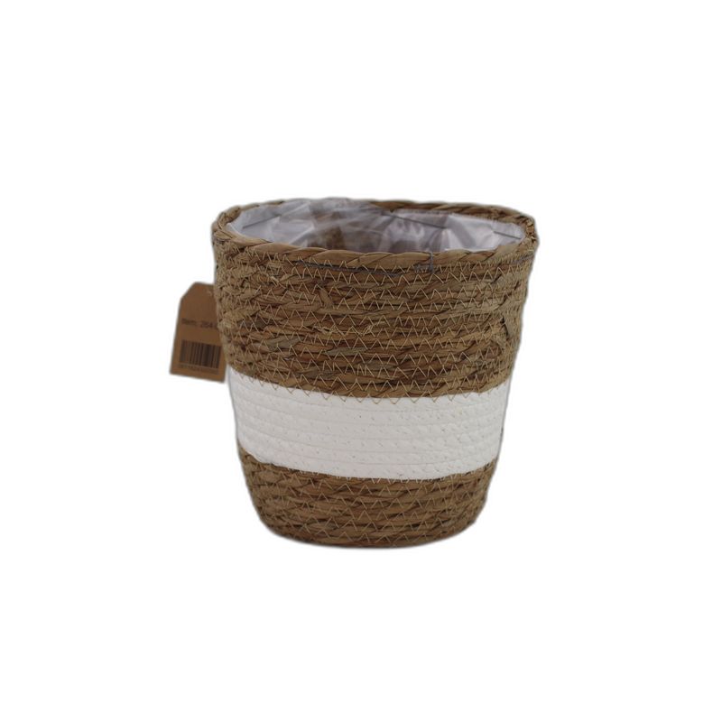 Straw & white Pot basket Ø16