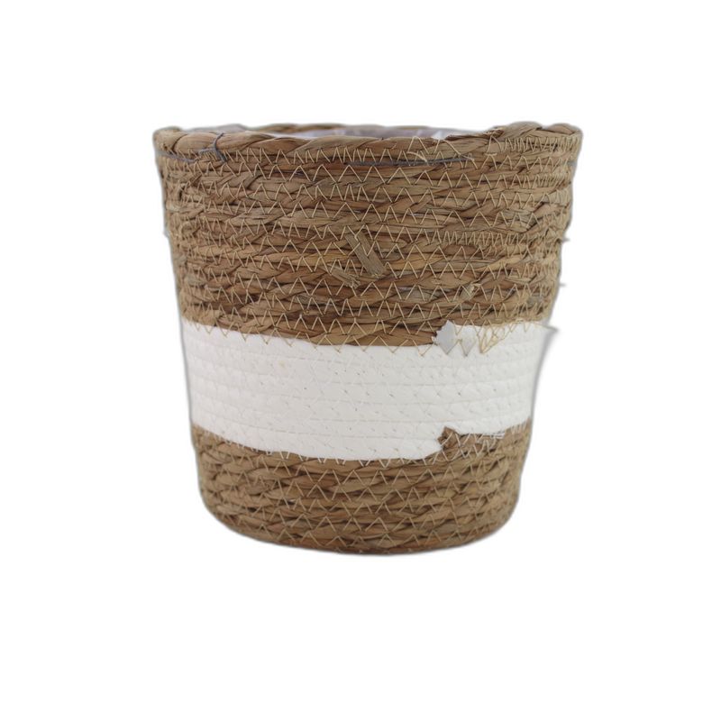 Straw & white Pot basket