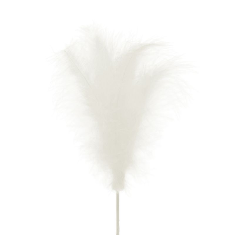 pluim veer 14cm op 50cm stok wit