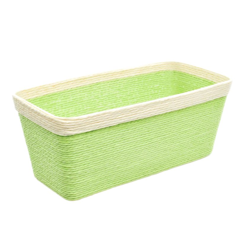 Green Rect. Paper Basket w/ Rim