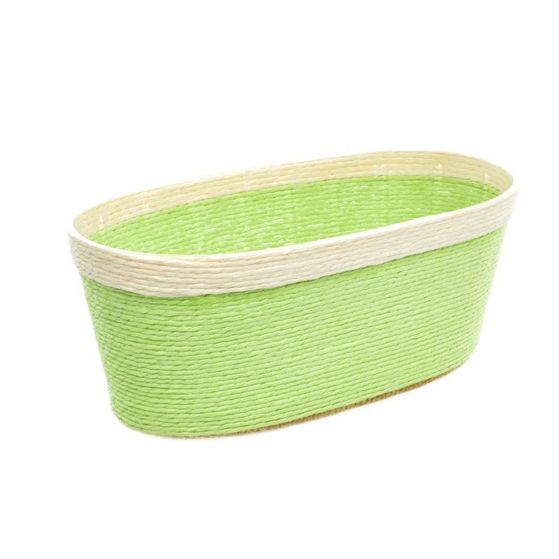 Green Oval Paper Basket w/ Rim