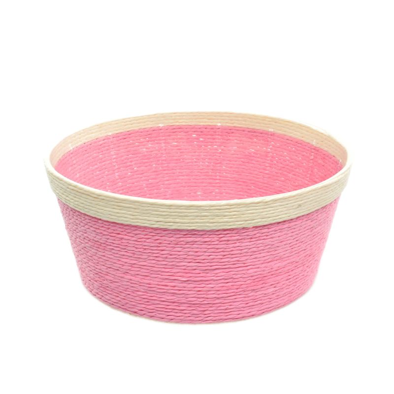 Light-Pink Round Paper Basket Planterw/ Rim