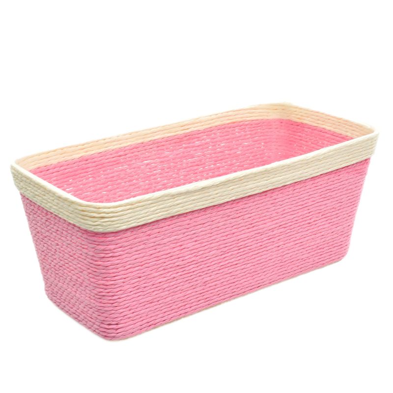 Light-Pink Rect. Paper Basket w/ Rim