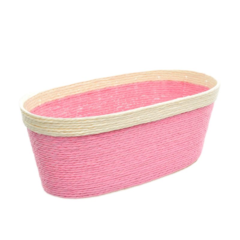 Light-Pink Oval Paper Basket w/ Rim