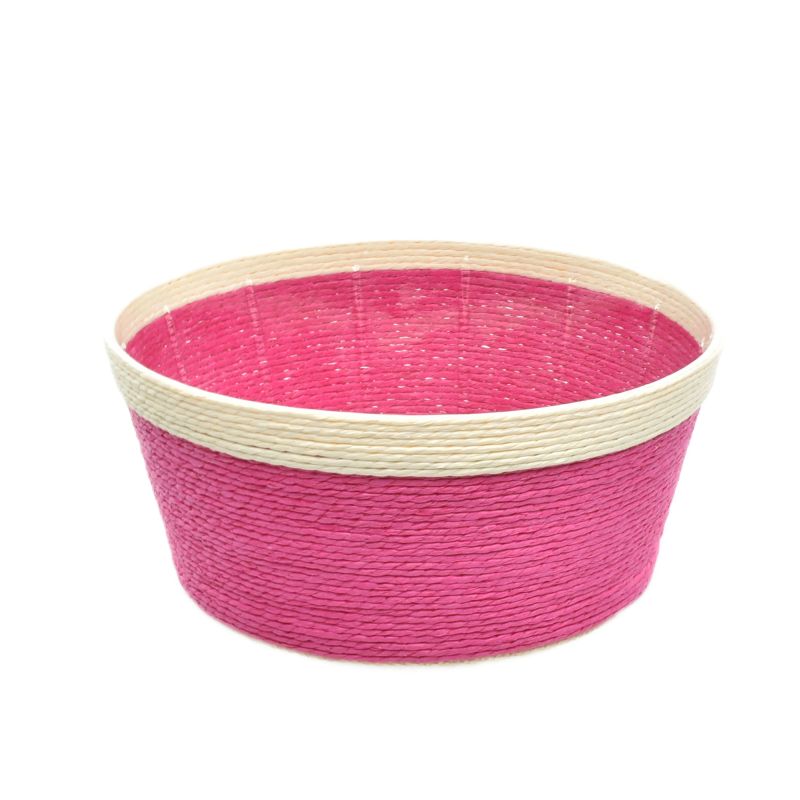Fuchsia Round Paper Basket Planterw/ Rim