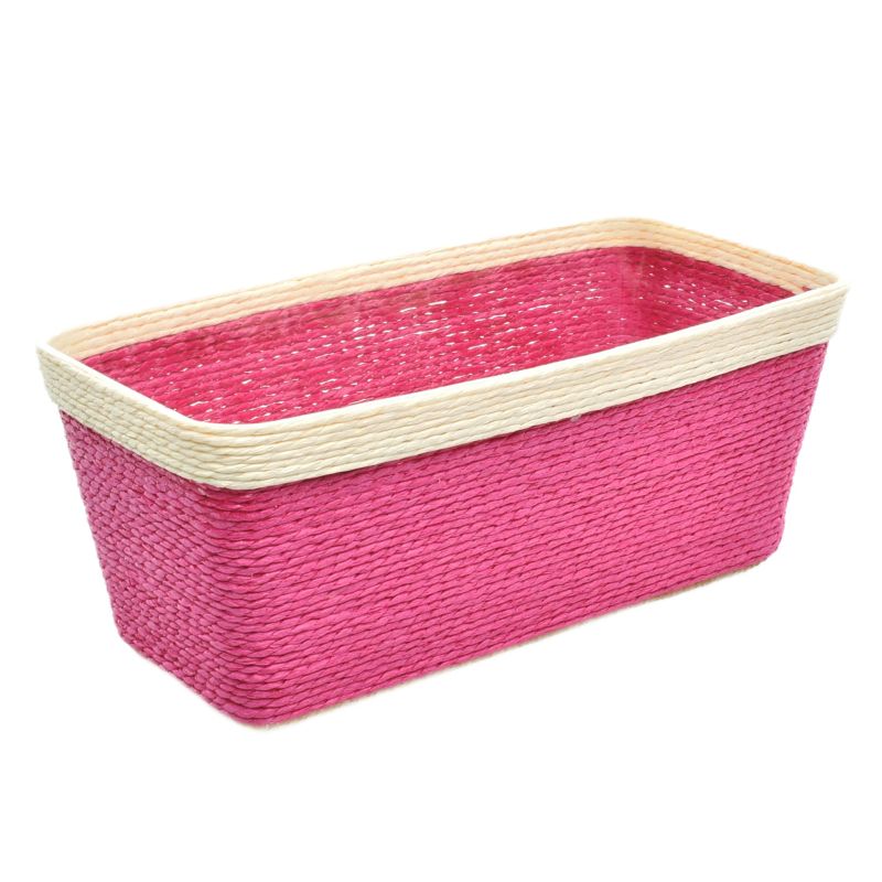 Fuchsia Rect. Paper Basket w/ Rim