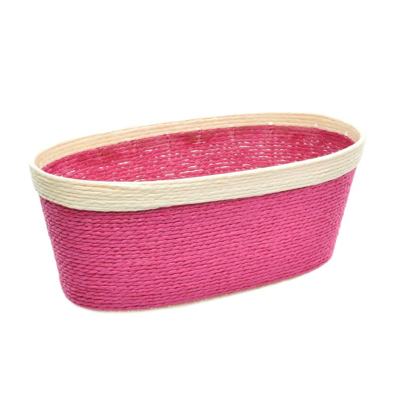 Fuchsia Oval Paper Basket w/ Rim