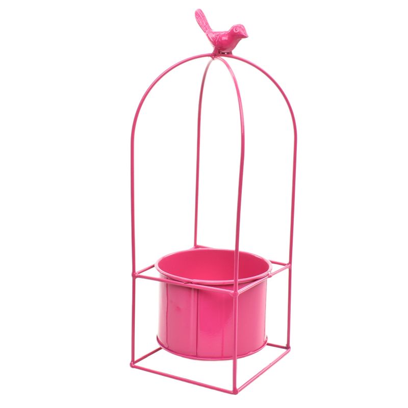 Fuchsia Metal Planter 'Bird' M