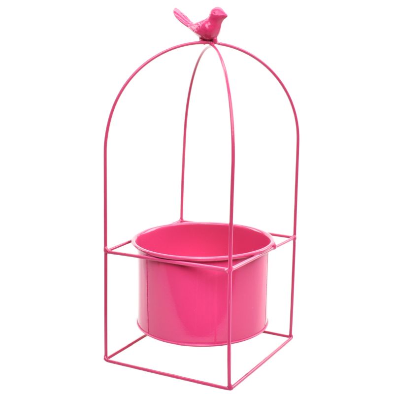 Fuchsia Metal Planter 'Bird' L
