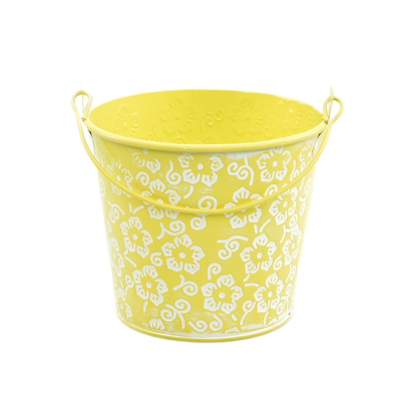 Yellow Zinc Pot 'Flower' w/ Handle Orch-12