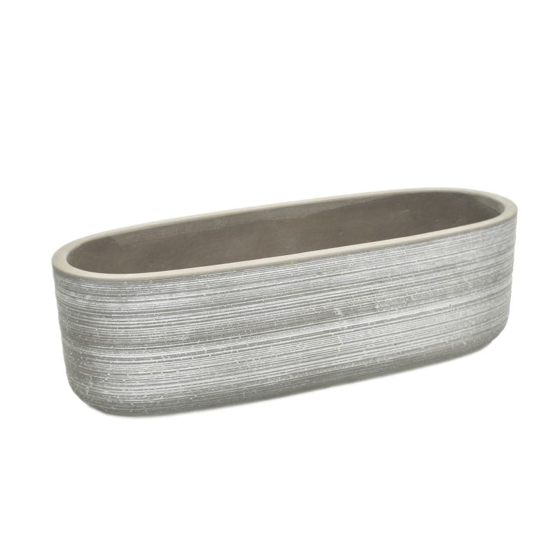 Whitewash Oval Cement Planter 'Ivy'