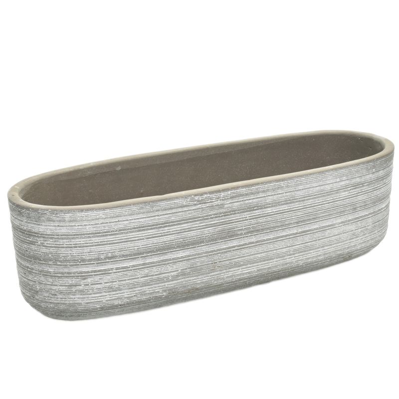 Whitewash Oval Cement Planter 'Ivy'