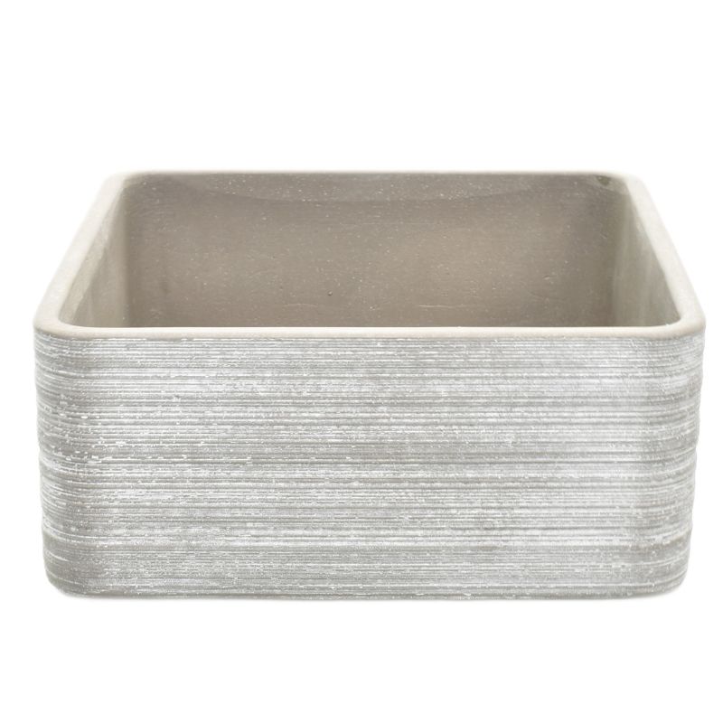 Whitewash Square Cement Planter 'Ivy'