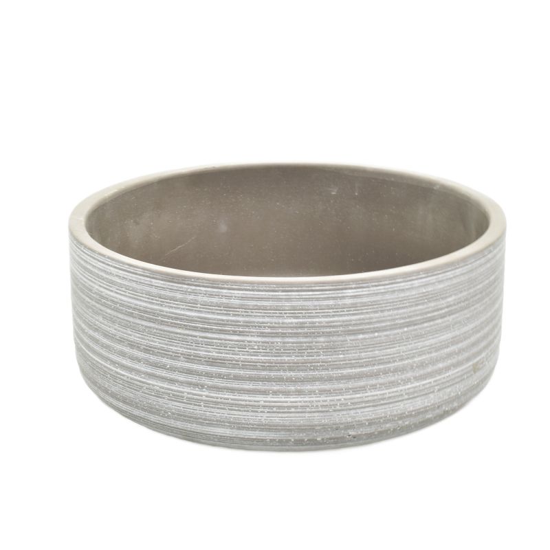 Whitewash Round Cement Planter 'Ivy'