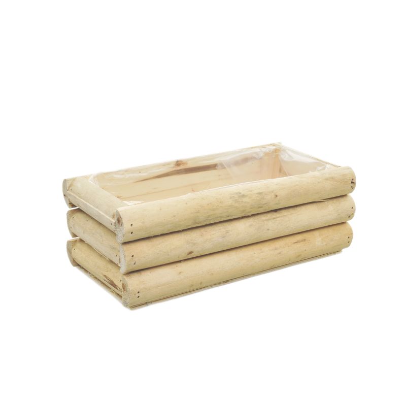 Natural Wooden Rect. Planter Channel M