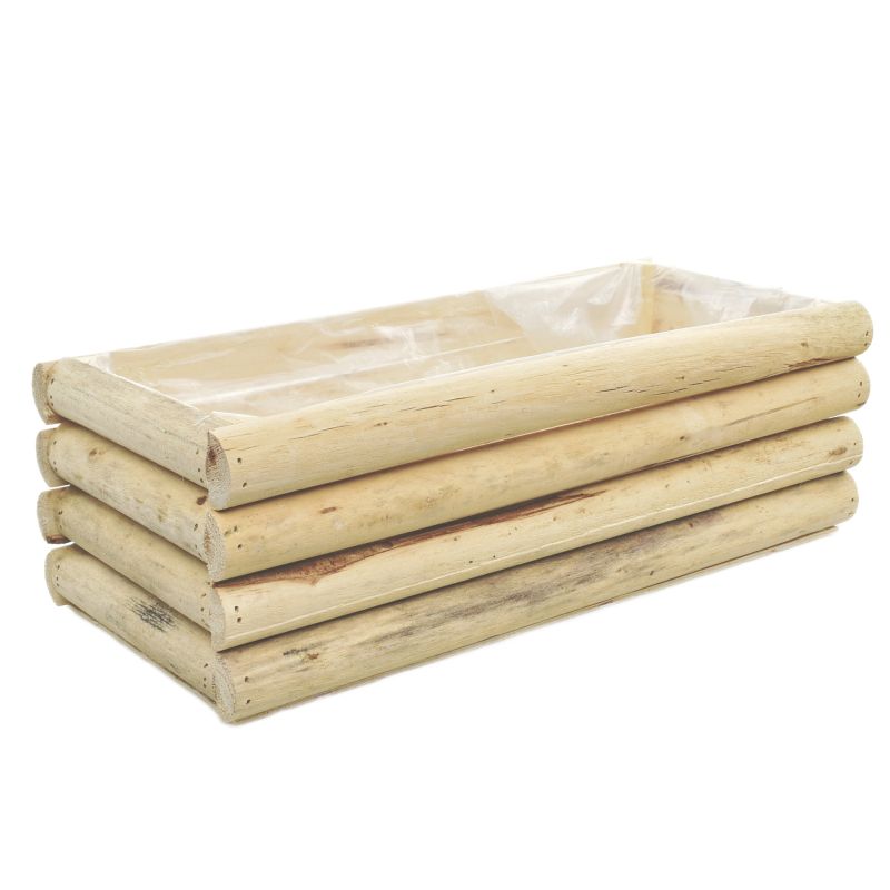 Natural Wooden Rect. Planter Channel XL