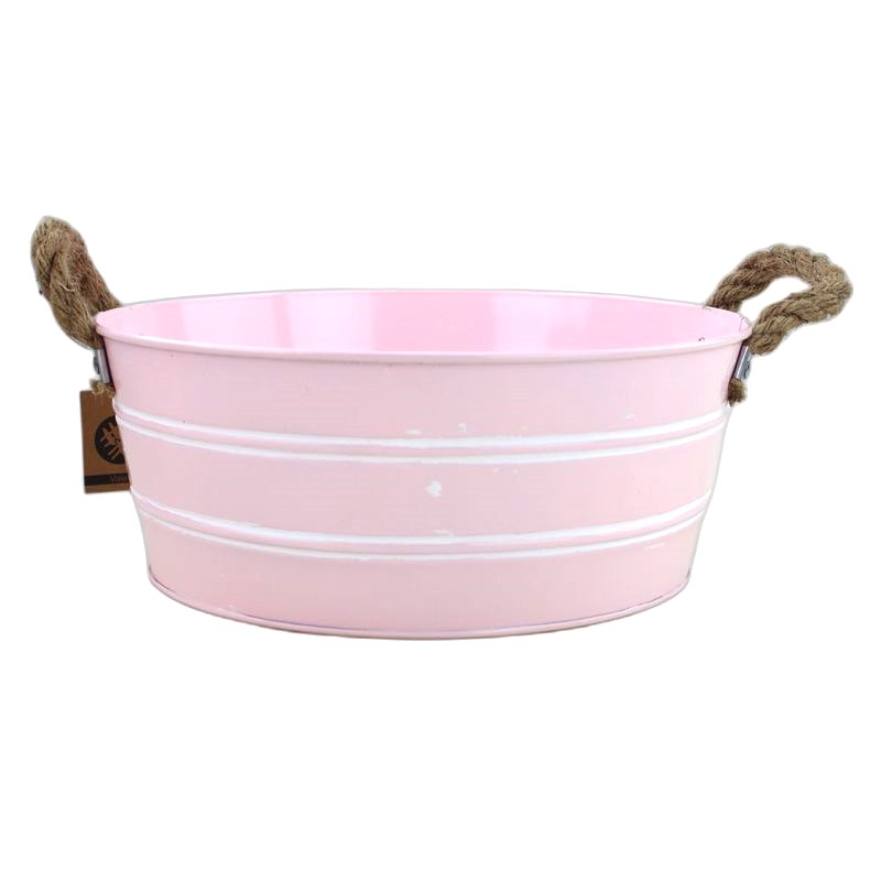 Zinc pink w/ white Stripes planter M