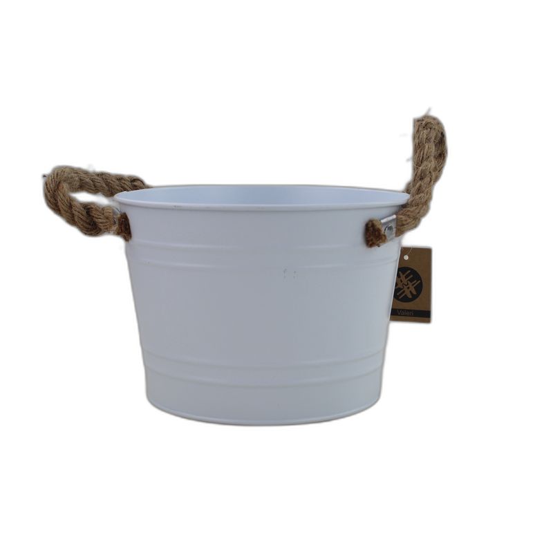Matte White round pot zinc rope handles ø19