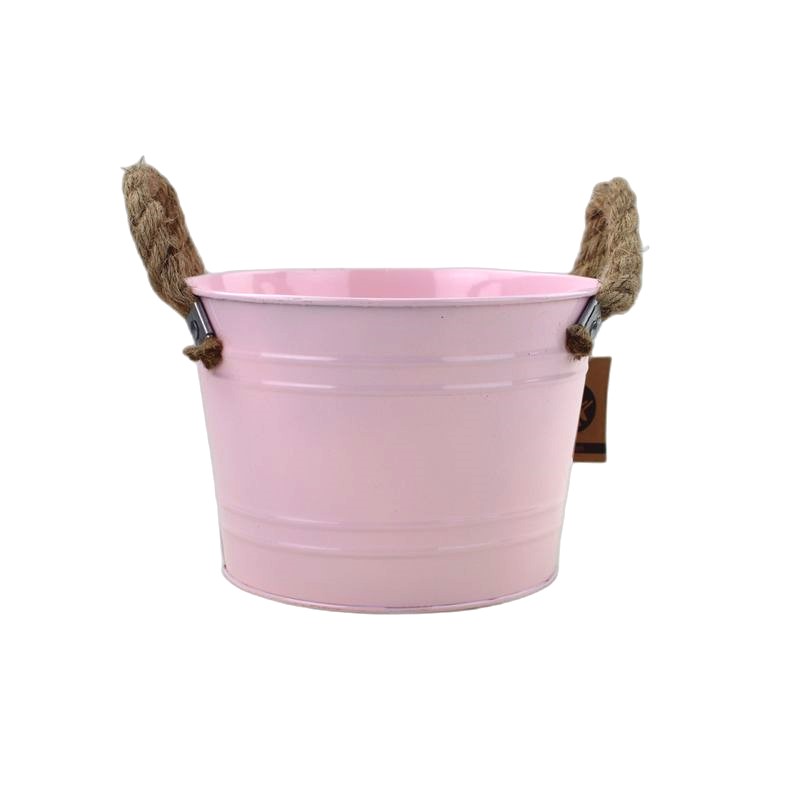 Pink Powder round pot zinc rope handles ø19