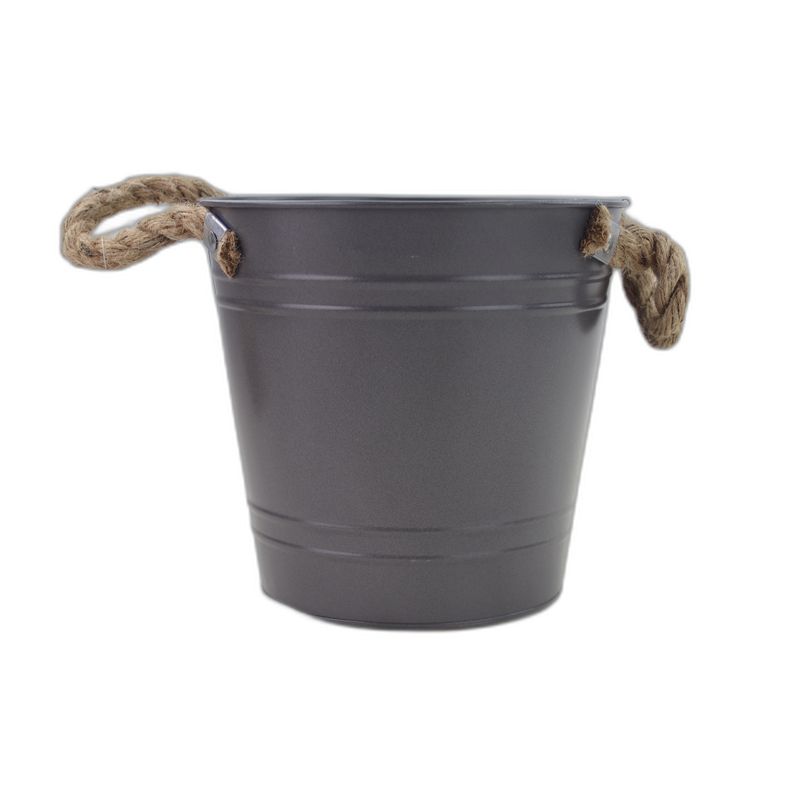 Anthracite Grey bucket pot zinc rope handles ø18