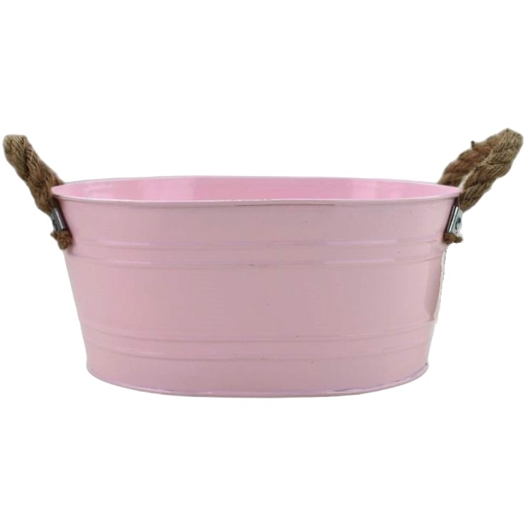 Pink Powder Oval pot zinc rope handles M
