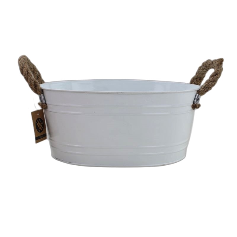 Matte White Oval pot zinc M
