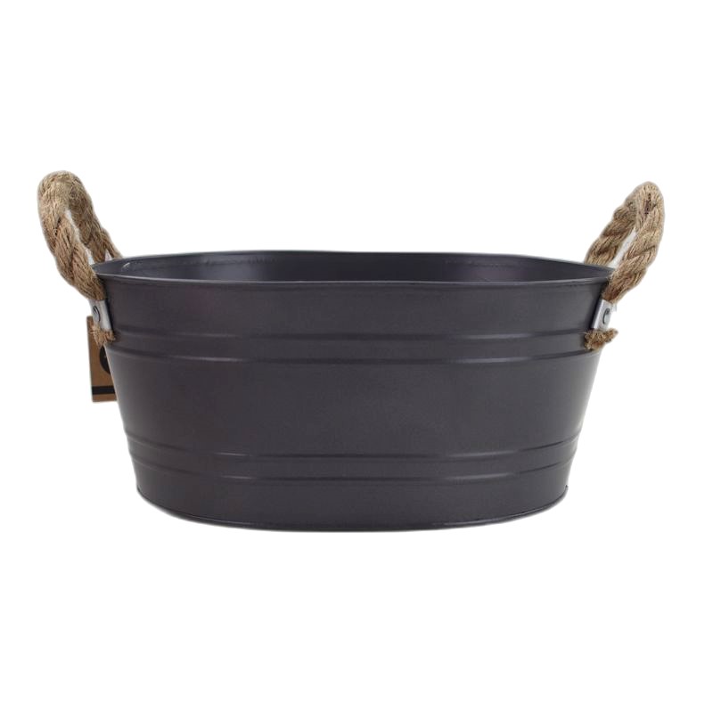 Anthracite Grey Oval pot zinc rope handles M